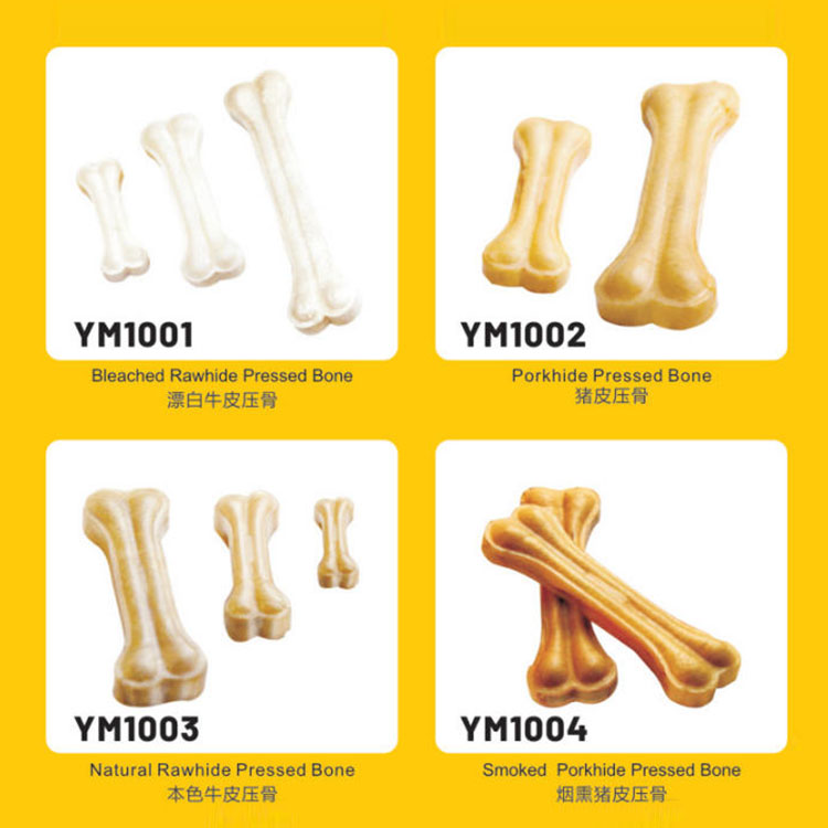 Pet Premium Dog Chews Rawhide or Porkhide Pressed Bones with Duck or Chicken Different Sizes Pet Food